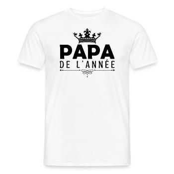 cadeau pour papa Fête des pères, Papa de l’année - T-shirt homme - blanc - Devant - AI Model Male 178 dark (178cm)
