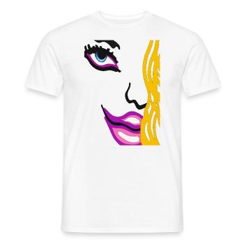 Augen auf Gesicht Graffiti Stil - Art Face - Männer T-Shirt - Weiß - Vorne - AI Model Male 178 dark (178cm)
