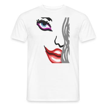 Art Face - Model Portrait Gesicht mit roten Lippen - Männer T-Shirt - Weiß - Vorne - AI Model Male 178 dark (178cm)
