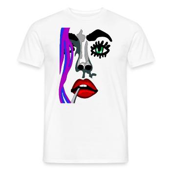 Eye open with red lips - fhscribble face - Men's T-Shirt - white - Front - AI Model Male 178 dark (178cm)