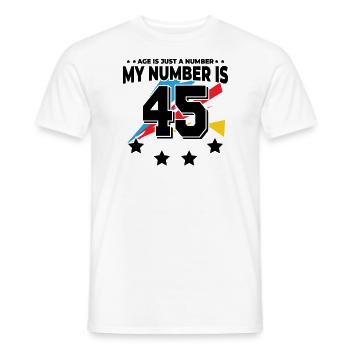 L’âge n’est qu’un chiffre – 45e anniversaire - T-shirt homme - blanc - Devant - AI Model Male 178 dark (178cm)