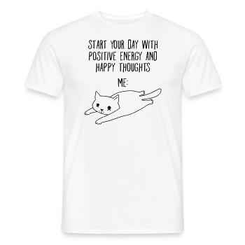 Commencez votre journée avec une énergie positive - Meow Cat - T-shirt homme - blanc - Devant - AI Model Male 178 dark (178cm)