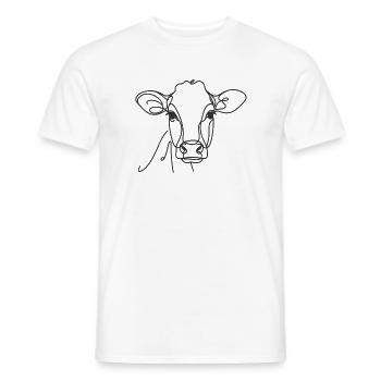 Linie Art Dad Mama Kuh - Brown Schweizer - Männer T-Shirt - Weiß - Vorne - AI Model Male 178 dark (178cm)