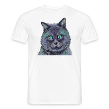 Cross-eyed cat,cat, squint, green eyes - Men's T-Shirt - white - Front - AI Model Male 178 dark (178cm)
