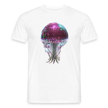 Méduses, Paillettes, Paillettes, Métallique, Rose - T-shirt homme - blanc - Devant - AI Model Male 178 dark (178cm)