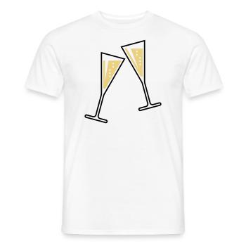 2 Sektgläser (Sekt / Trichter / Zu / 2C) - Männer T-Shirt - Weiß - Vorne - AI Model Male 178 dark (178cm)