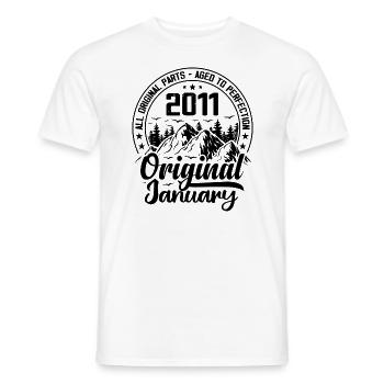 2011 January Original 13 Year Anniversary Gift - Men's T-Shirt - white - Front - AI Model Male 178 dark (178cm)