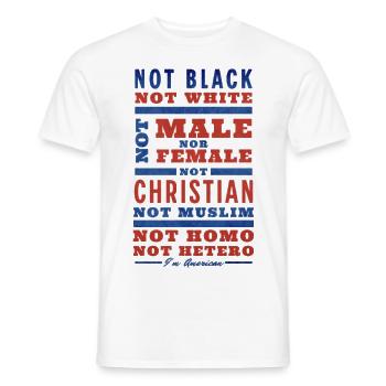 Pas noir pas blanc Je suis américain - T-shirt homme - blanc - Devant - AI Model Male 178 dark (178cm)