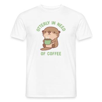 Cute Otter Otterly In Need Of Coffee - Men's T-Shirt - white - Front - AI Model Male 178 dark (178cm)
