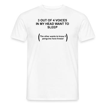 3 out of 4 votes in menem Kopf want to sleep... - Men's T-Shirt - white - Front - AI Model Male 178 dark (178cm)