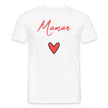 MOM. MOTHER'S DAY. HEART. FEAST. HAPPY BIRTHDAY MAM - Men's T-Shirt - white - Front - AI Model Male 178 dark (178cm)