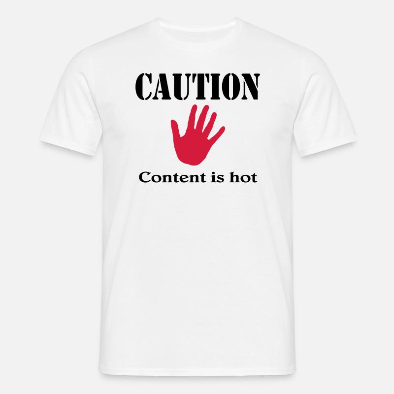 Caution, content is hot - T-shirt til herrer - hvid