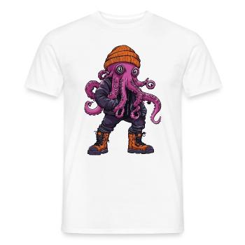 Oktopus Lustig Winter - Männer T-Shirt - Weiß - Vorne - AI Model Male 178 dark (178cm)