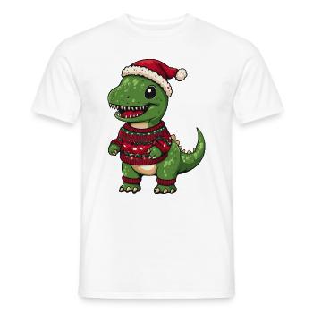 Dinosaur T-Rex Christmas Comic - Men's T-Shirt - white - Front - AI Model Male 178 dark (178cm)