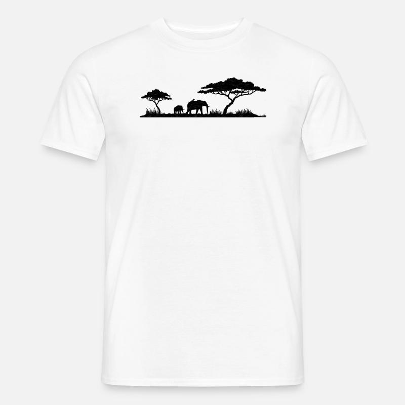 Afrika Savanne mit Elefanten - Männer T-Shirt - Weiß