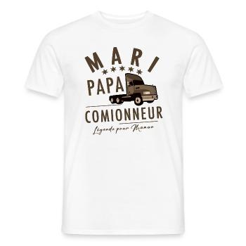 Mari papa camionneur légende pour maman - T-shirt homme - blanc - Devant - AI Model Male 178 dark (178cm)