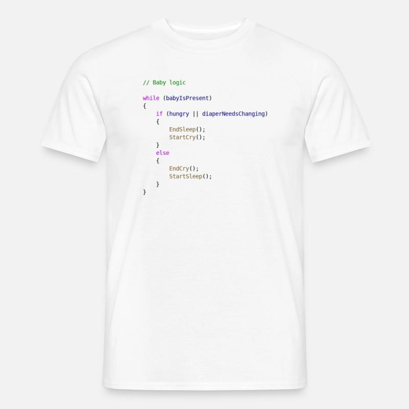 Idée cadeau programmeur logique bébé - T-shirt homme - blanc