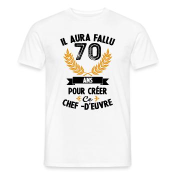70 ans anniversaire 70 anniversaire cadeau 70 ans - T-shirt homme - blanc - Devant - AI Model Male 178 dark (178cm)