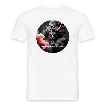 Fashion & more "Heaven vs. Hell" 👼😈 - Men's T-Shirt - white - Front - AI Model Male 178 dark (178cm)