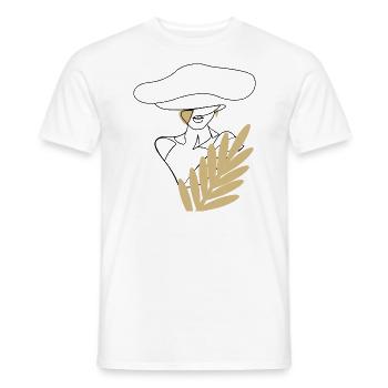 Femme italienne avec dessin au trait chapeau - T-shirt homme - blanc - Devant - AI Model Male 178 dark (178cm)