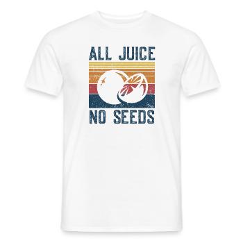 Funny Vasectomy Shirt - All Juice No Seeds - Men's T-Shirt - white - Front - AI Model Male 178 dark (178cm)