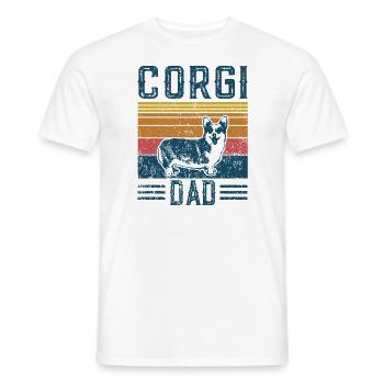 Dogs | Corgi Papa - Vintage Welsh Corgi Dad - Men's T-Shirt - white - Front - AI Model Male 178 dark (178cm)