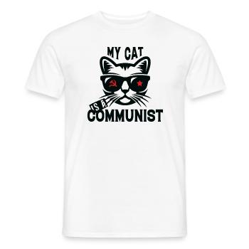 My cat is a communist - Men's T-Shirt - white - Front - AI Model Male 178 dark (178cm)