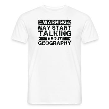 Warning may begin to speak geography - Men's T-Shirt - white - Front - AI Model Male 178 dark (178cm)