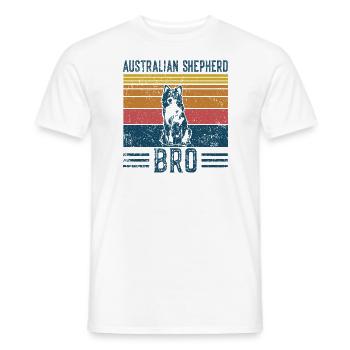 Hund Aussie Shepherd Bro - Vintage Bro - Männer T-Shirt - Weiß - Vorne - AI Model Male 178 dark (178cm)