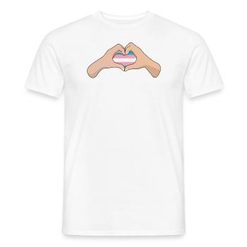 LGBTQ Transgender Pride Flag Hand heart - Men's T-Shirt - white - Front - AI Model Male 178 dark (178cm)