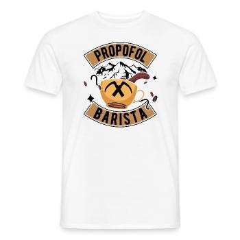 Propofol Barista - Laryngoskop Narkose Anästhesie - Männer T-Shirt - Weiß - Vorne - AI Model Male 178 dark (178cm)