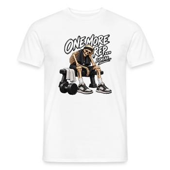 Noch eine Wiederholung, ich schwöre – lustiges Zitat aus dem Fitnessstudio - Männer T-Shirt - Weiß - Vorne - AI Model Male 178 dark (178cm)