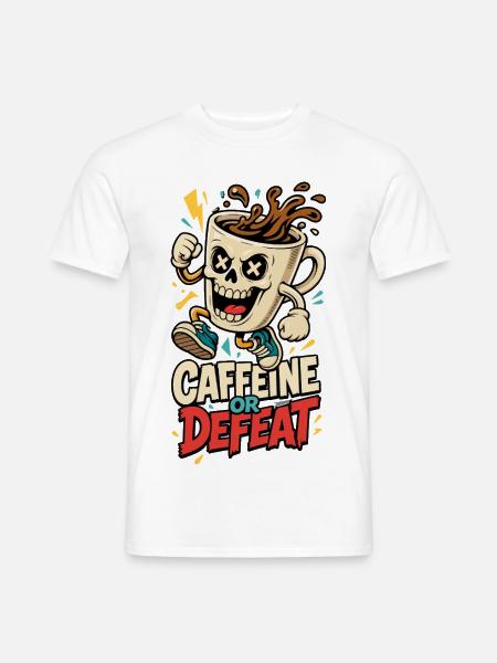Kaffee-Totenkopf – Caffeine or Defeat - Männer T-Shirt - Weiß
