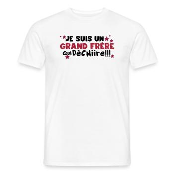 je suis un grand frère qui déchire - T-shirt homme - blanc - Devant - AI Model Male 178 dark (178cm)
