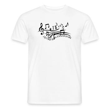 18 ans partition musicale anniversaire - T-shirt homme - blanc - Devant - AI Model Male 178 dark (178cm)