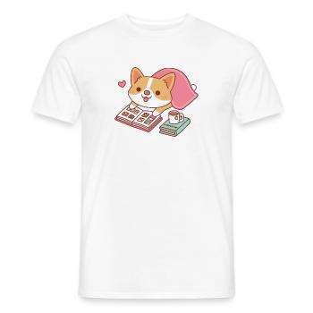 Cute Corgi Loves Reading Manga - Men's T-Shirt - white - Front - AI Model Male 178 dark (178cm)