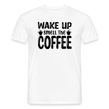 Wake Up Smell The Coffee - Coffee Saying - Men's T-Shirt - white - Front - AI Model Male 178 dark (178cm)