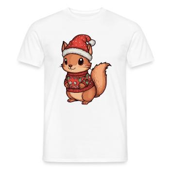 Squirrel Christmas - Men's T-Shirt - white - Front - AI Model Male 178 dark (178cm)