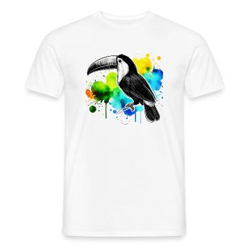 Art du toucan avec des aquarelles en arrière-plan - T-shirt homme - blanc - Devant - AI Model Male 178 dark (178cm)