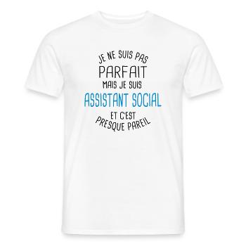 Pas parfait mais assistant social - T-shirt homme - blanc - Devant - AI Model Male 178 dark (178cm)