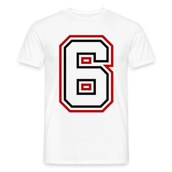 6 Number number - Men's T-Shirt - white - Front - AI Model Male 178 dark (178cm)