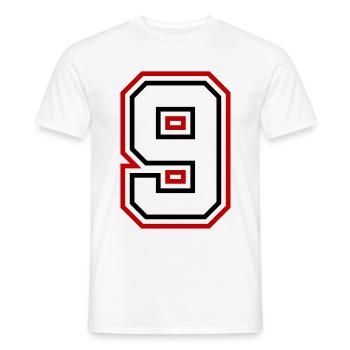 9 Zahl nummer - Männer T-Shirt - Weiß - Vorne - AI Model Male 178 dark (178cm)