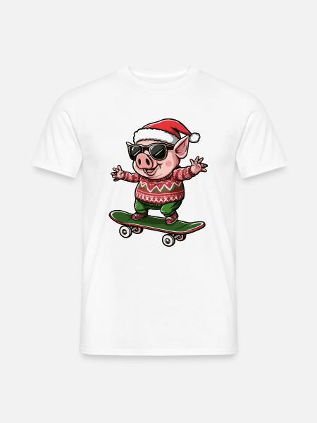 Pig Christmas Funny - Men's T-Shirt - white