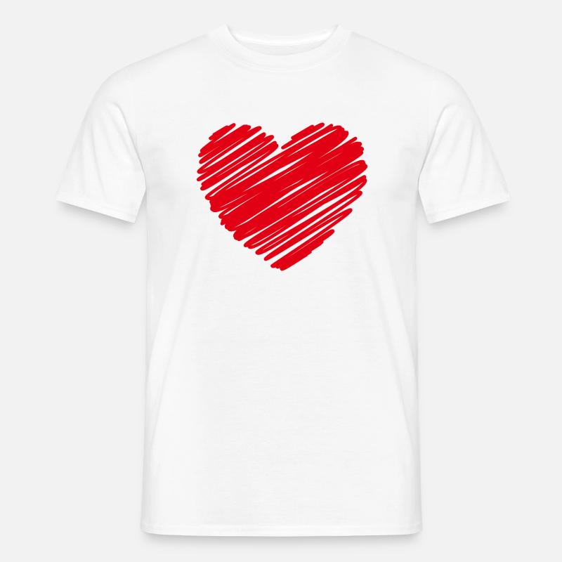 Herz Scribble Rot - Männer T-Shirt - Weiß
