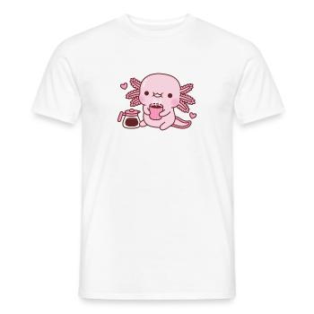 Niedlicher Axolotl liebt heißen Kaffee - Männer T-Shirt - Weiß - Vorne - AI Model Male 178 dark (178cm)