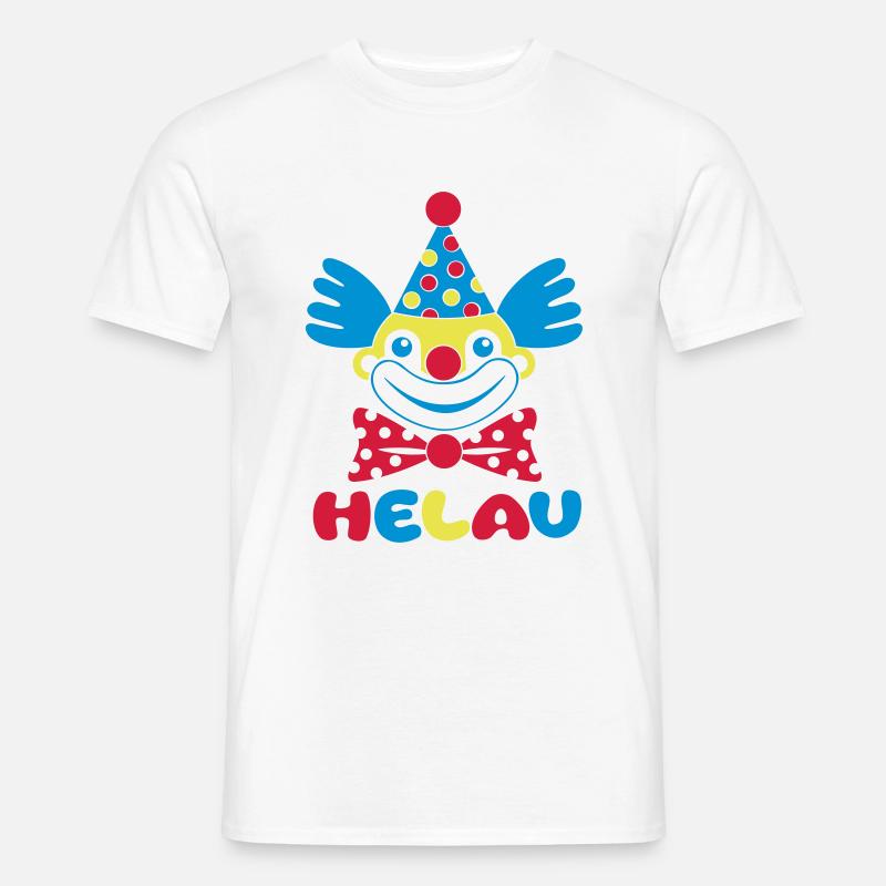 Fasching Karneval Clown HELAU 1, 2 oder 3 Farben - Männer T-Shirt - Weiß