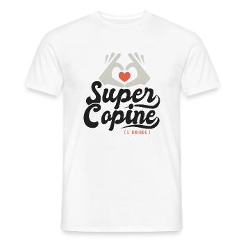 Super copine l unique cadeau copine amie - T-shirt homme - blanc - Devant - AI Model Male 178 dark (178cm)