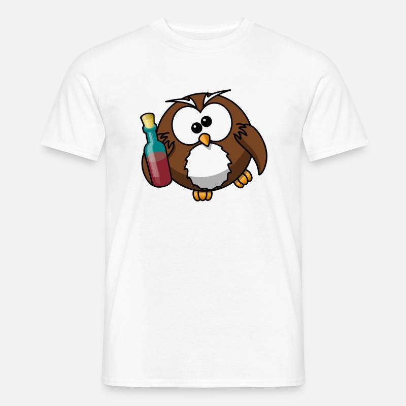 Besoffene Eule - Männer T-Shirt - Weiß