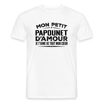 Cadeau Papounet d'amour je t'aime de tout mon cœur - T-shirt homme - blanc - Devant - AI Model Male 178 dark (178cm)