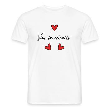 RETRAITE. RETRAITE. RETRAITEE. RETRAITE - T-shirt homme - blanc - Devant - AI Model Male 178 dark (178cm)
